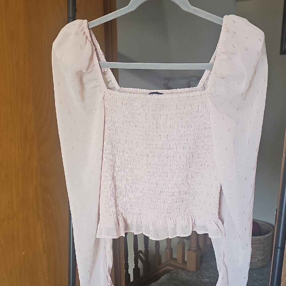 Express Light Pink Smocked Blouse